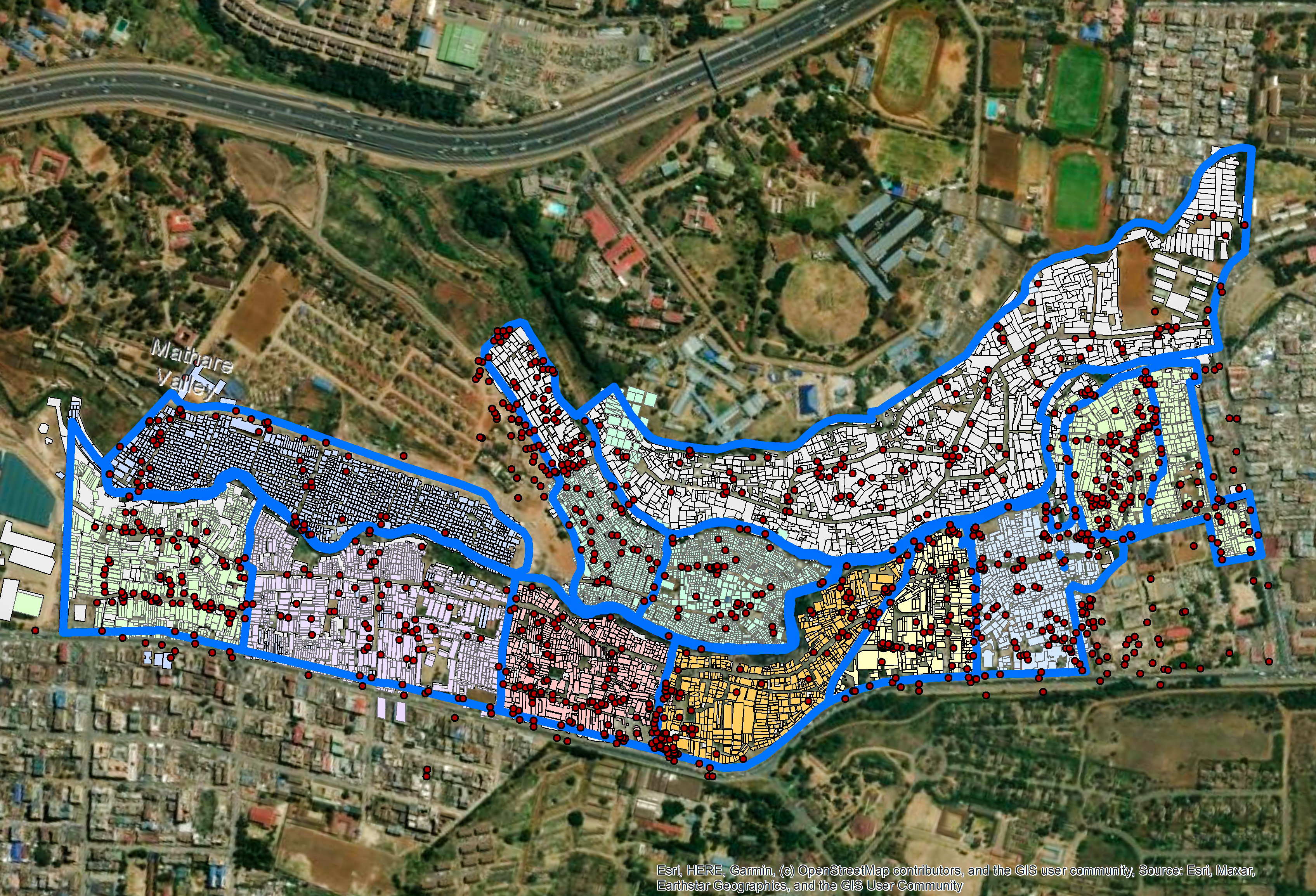 aerial map of an informal settlement 