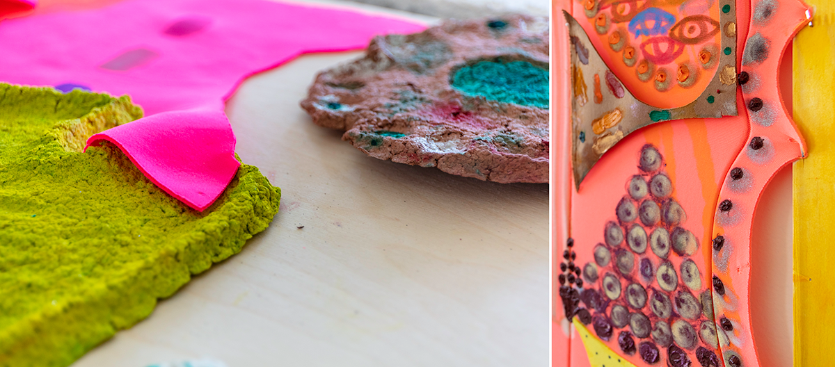 Neon fabric and paper pulp