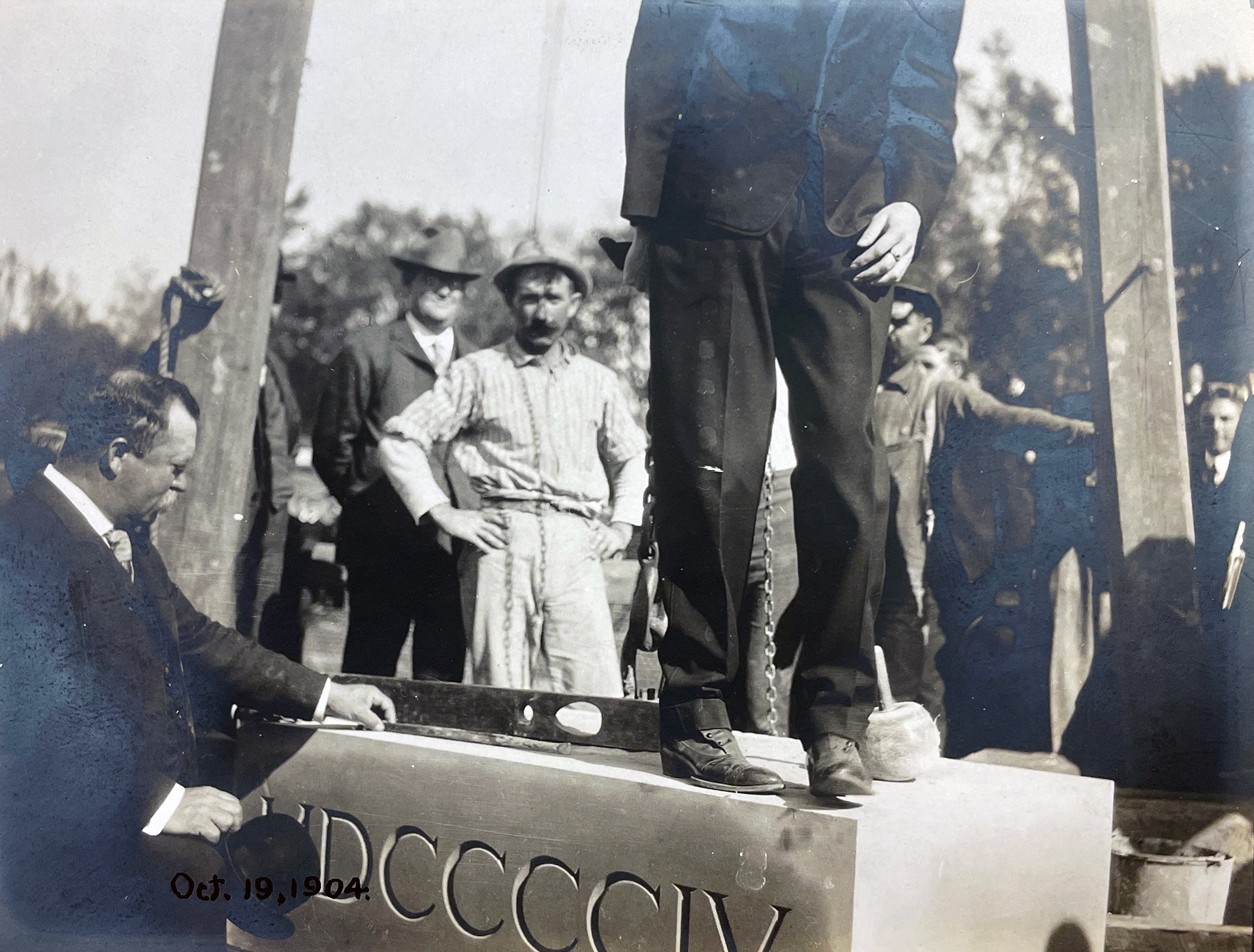 Worker at Goldwin Smith Hall cornerstone ceremony in 1904