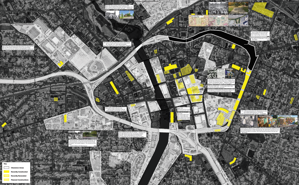 A monochromatic map with yellow blocks of data