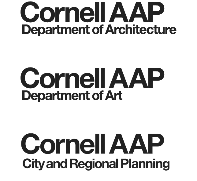 three logos with Cornell AAP, and Department of Architecture, Art, or Planning underneath