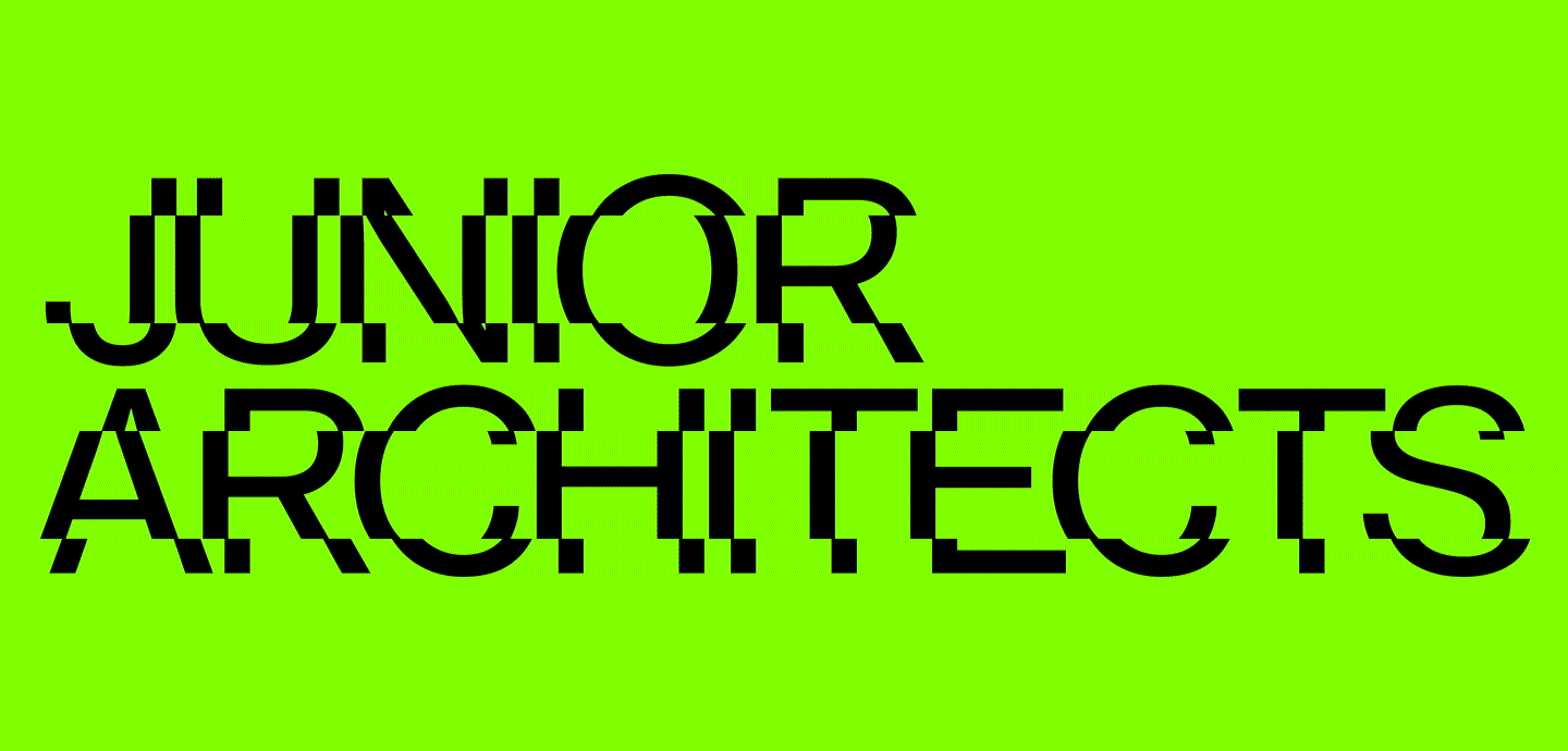 Animated green and black neon poster that says JUNIOR ARCHITECTS