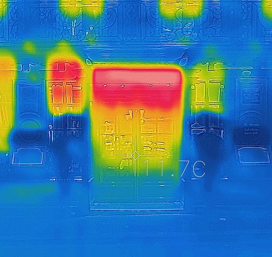 heat map of buildings showing heat at the top of the structures
