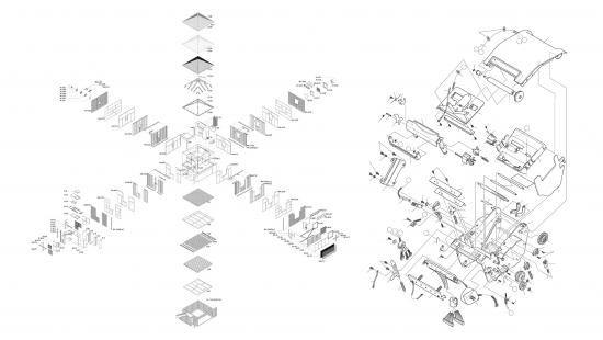 two architectural drawings in exploded views