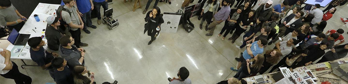Aerial view of students at an event