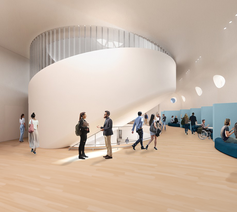 Rendering of Sibley Dome's collaborative commons.