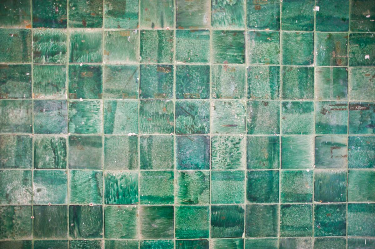 Green tiles in various shades.