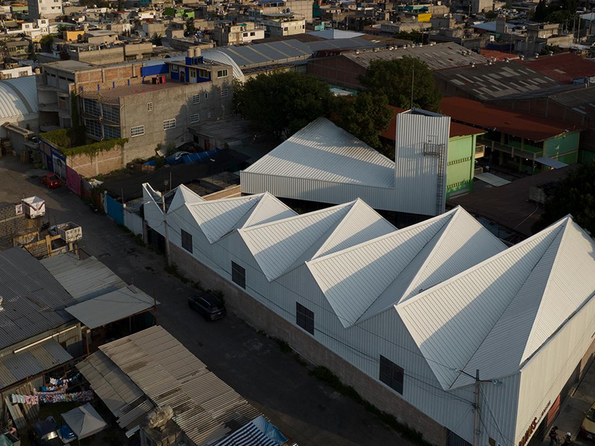 white angular urban building