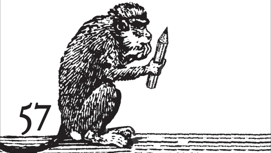 illustration of a monkey holding a pencil