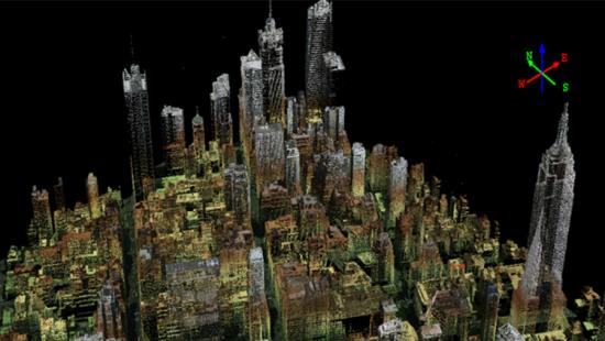 LiDAR point cloud made from data acquisition from Sanborn Mapping Co.