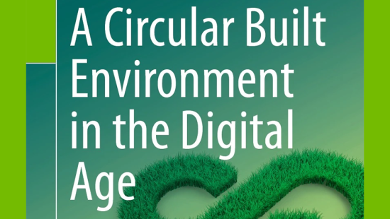 Book cover in shades of green that reads A Circular Built Environment in the Digital Age