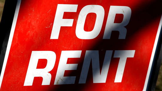 Red and white For Rent sign