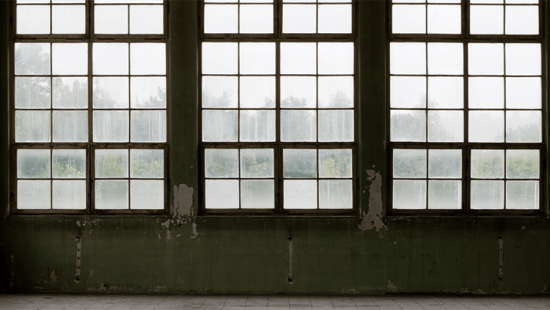 View through industrial windows