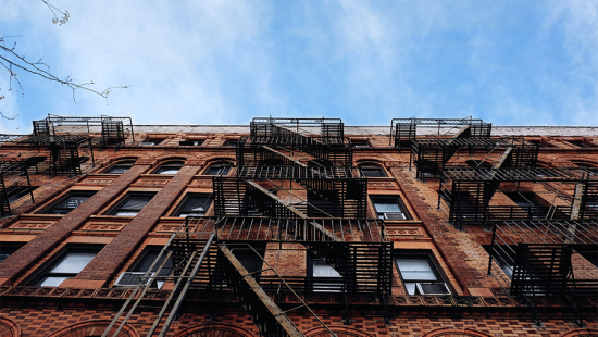 New York City brown brick apartment building