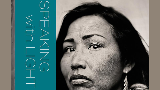 Book cover featuring title and portrait of an indigenous woman with dark hair