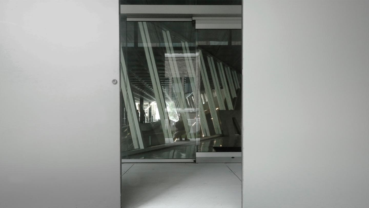 Large metal doors into a building.