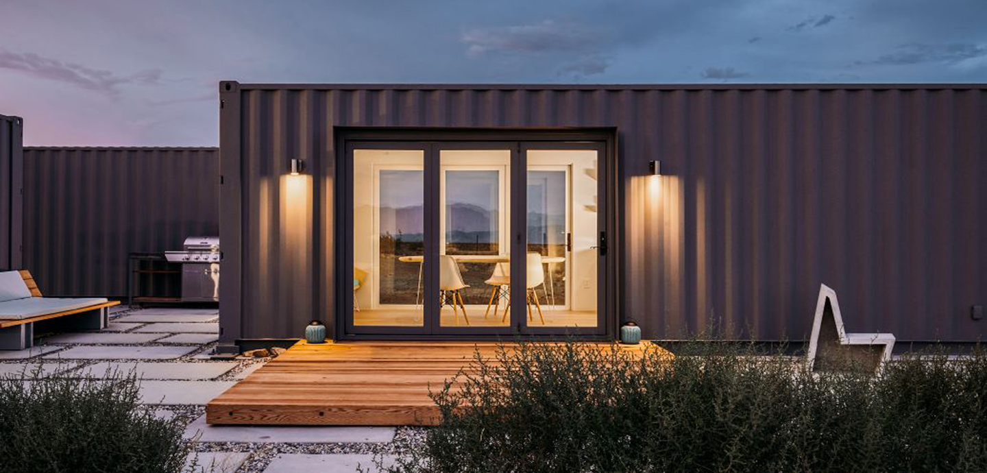 A modern home built out of a repurposed shipping container