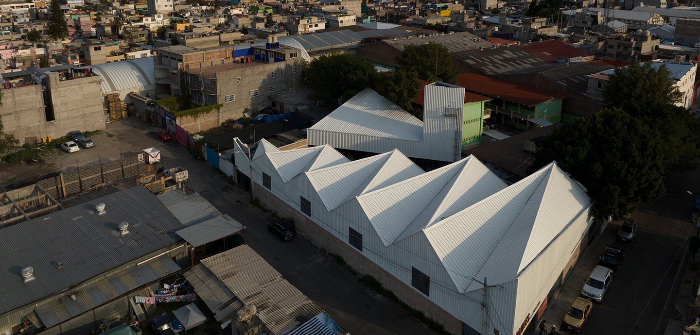 white angular urban building