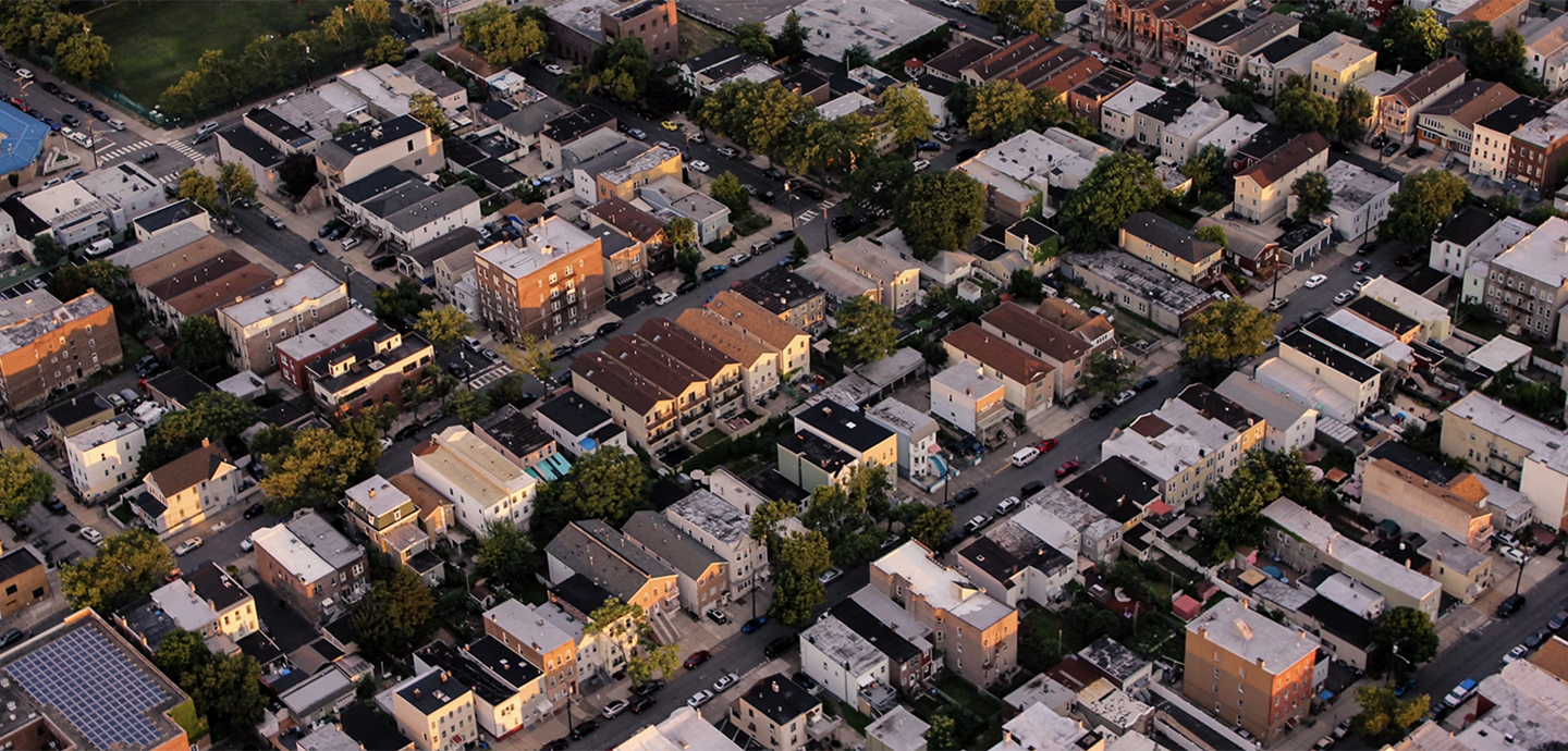 aerial view of housing in neighborhood