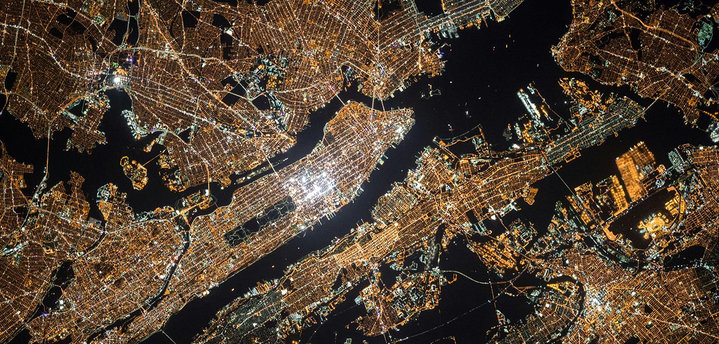 aerial image from space of Manhattan