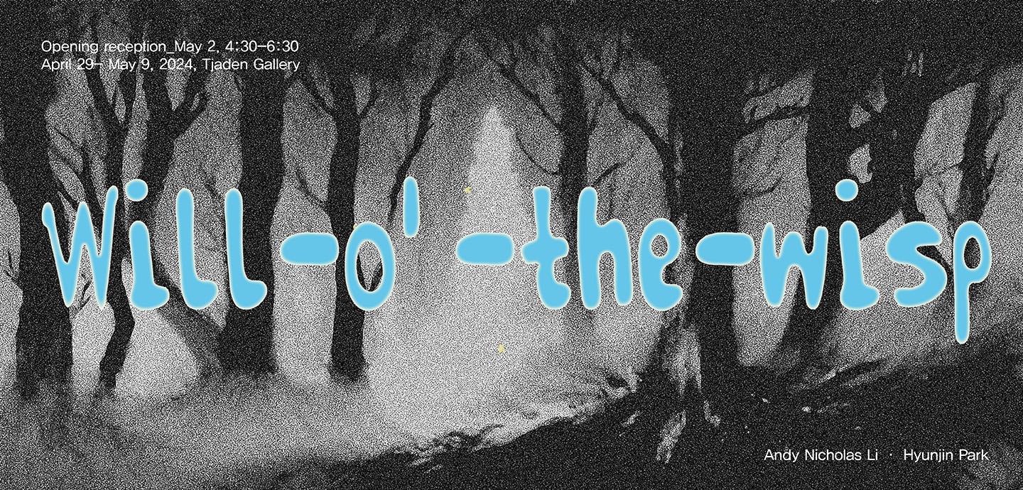 An image of a dark, foggy forest at night, with Will-o'-the-wisp written on top in pale blue.