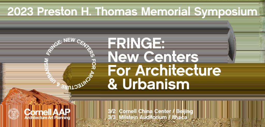 abstract poster image with text for FRINGE: New Centers for Architecture and Urbanism 