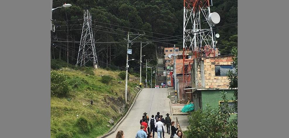 Graduate students in architecture hike into the hills above Bogotá, Colombia