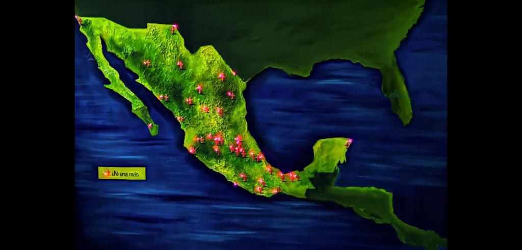 Red explosions dot the landscape on a relief map of Central America 