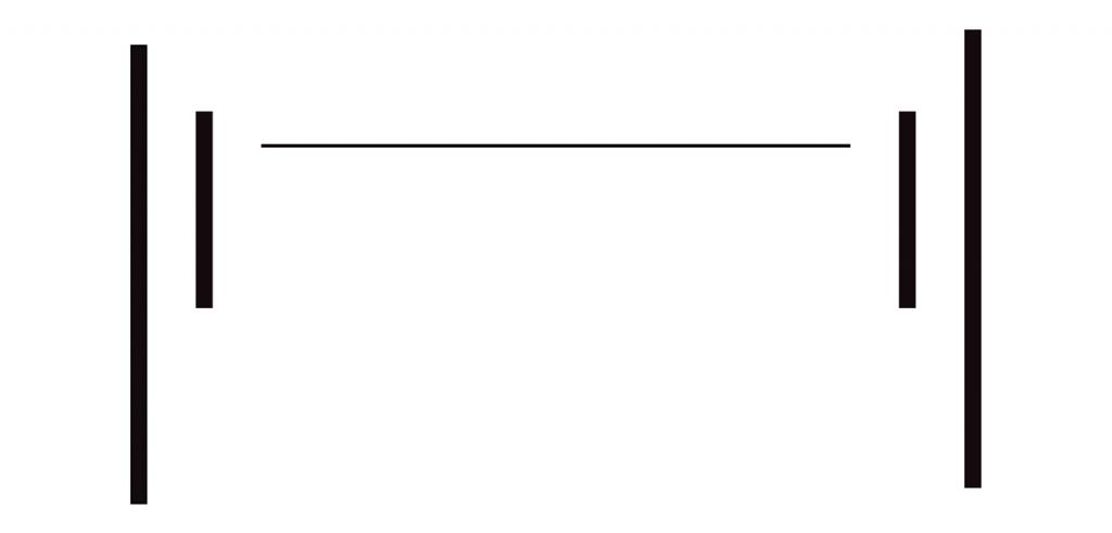 Two black vertical lines, one long and one short on both sides of image with a thin horizontal black line across the top.