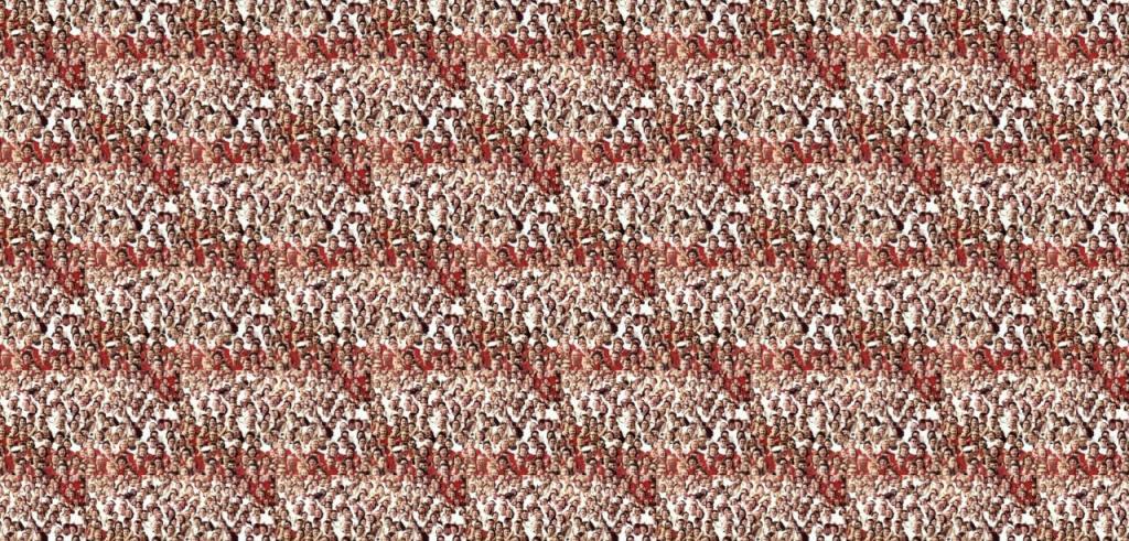 Red white and tan colors in a repeating pattern.