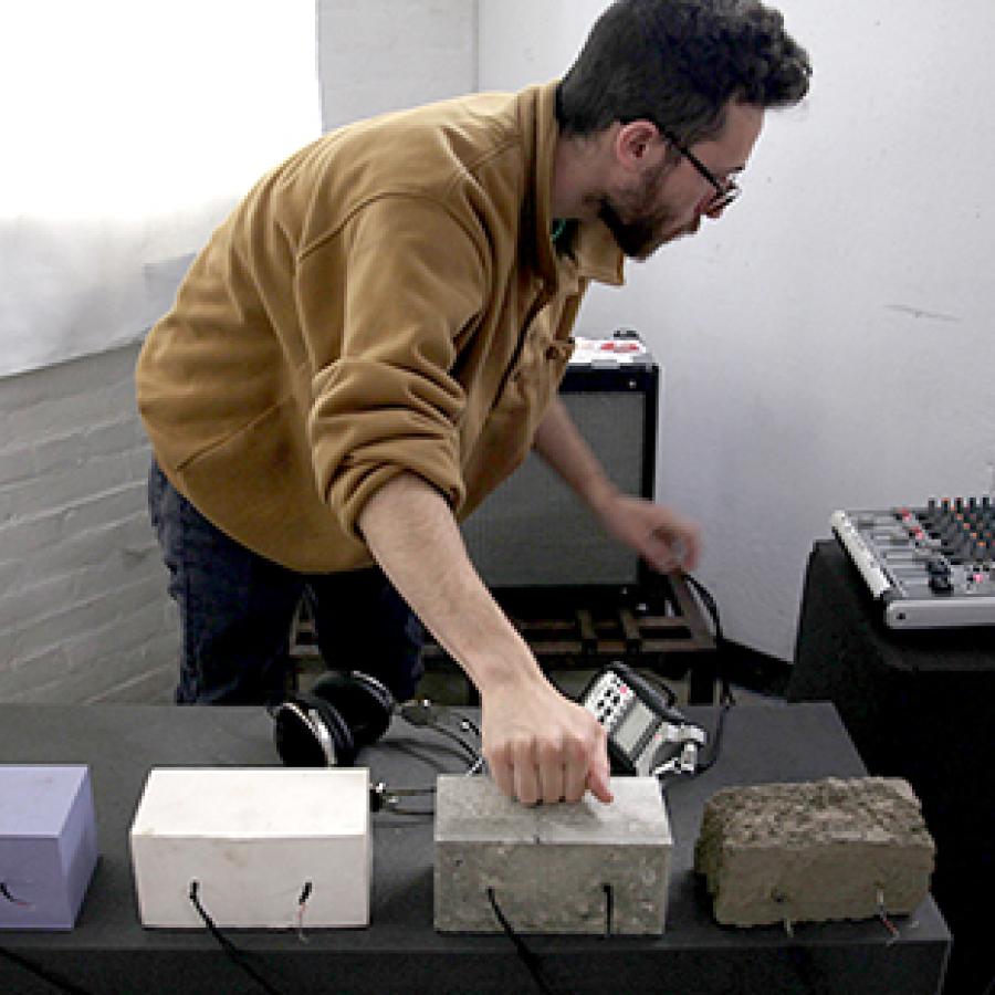 Brad Nathanson demonstrating brick instruments. 