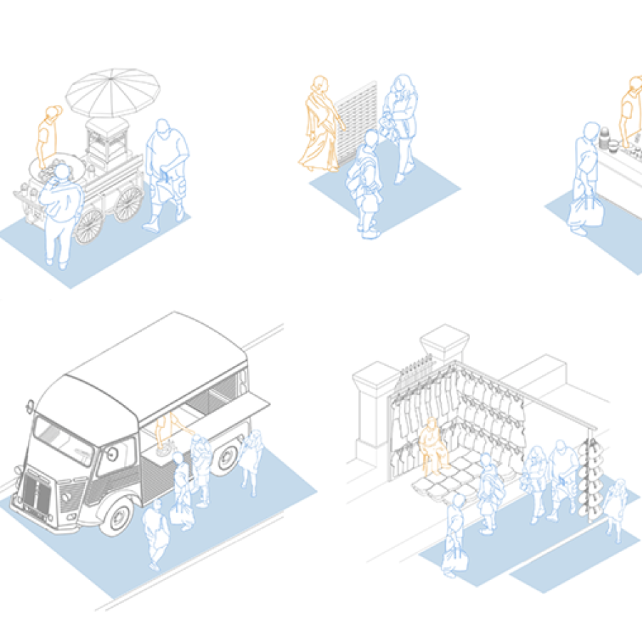 graphic of eight different street vendors 