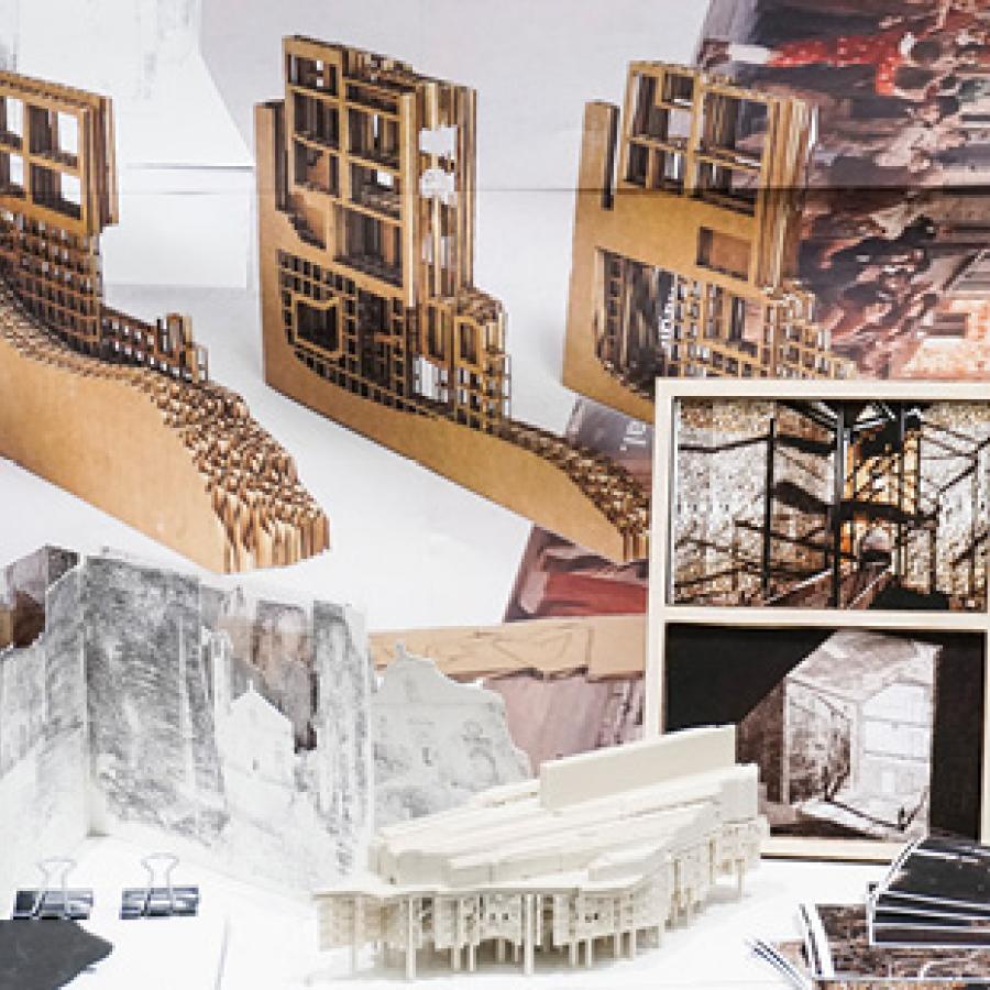 Photomontage of architectural models. 