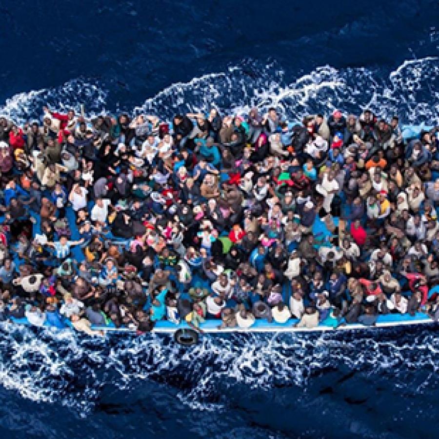 A Typical Boat Carrying Migrants Across the Mediterranean (source: 
