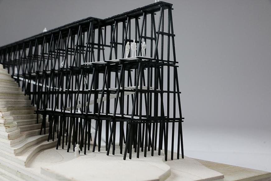 An architectural model of an overlook platform.