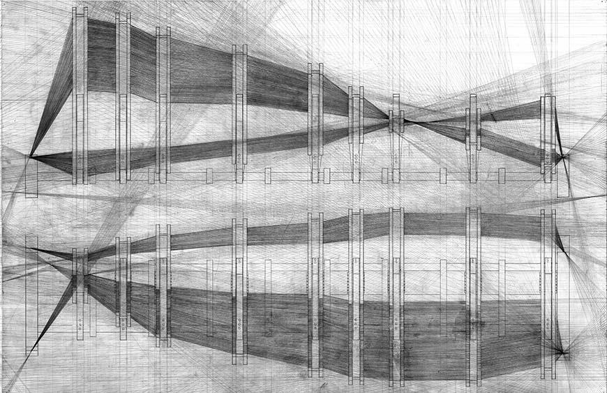 Drawing of a pavilion structure. 