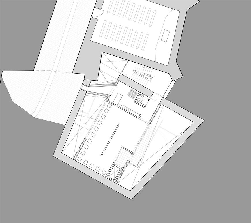 Plan drawing of below-ground level.