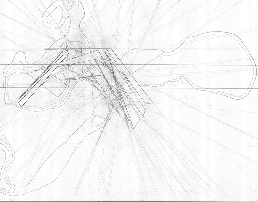 Hand drawn plan of site with intervention.