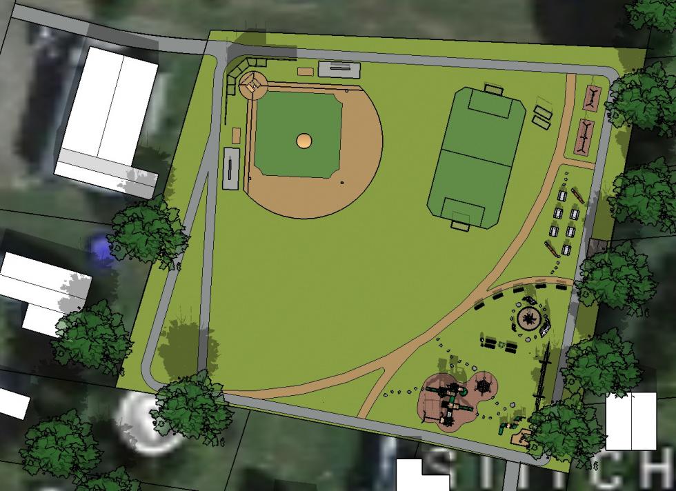 Final rendering for re-envisioning George M. Smith Park.