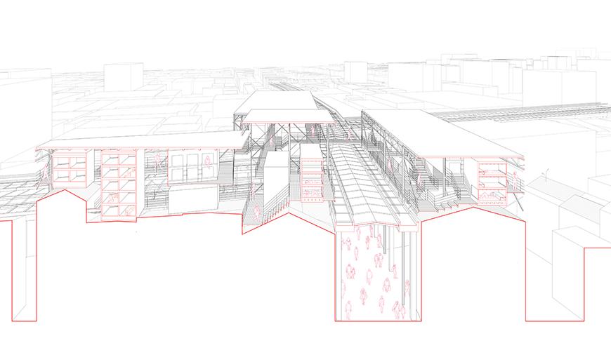 Digital rendering of an architectural structures cross section. 