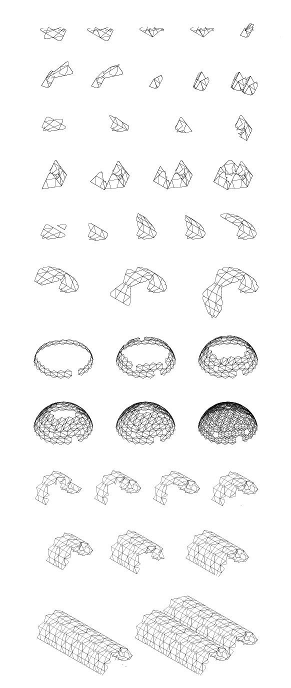Line drawing showing different configurations in which jackets can be aggregated to form structures.