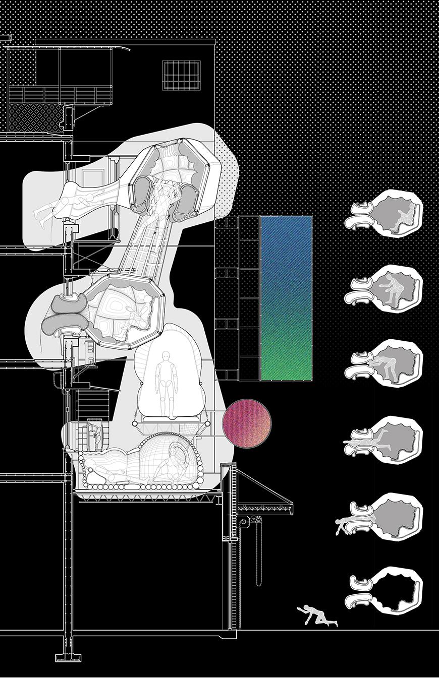 digital rendering of an architectural structure. 