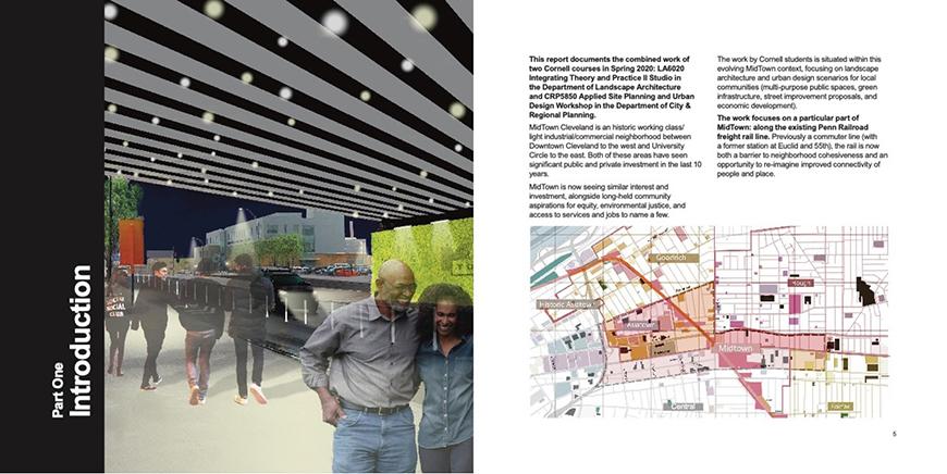 introduction of rendering and site plan of project along with a couple facing front, other people facing backwards and text