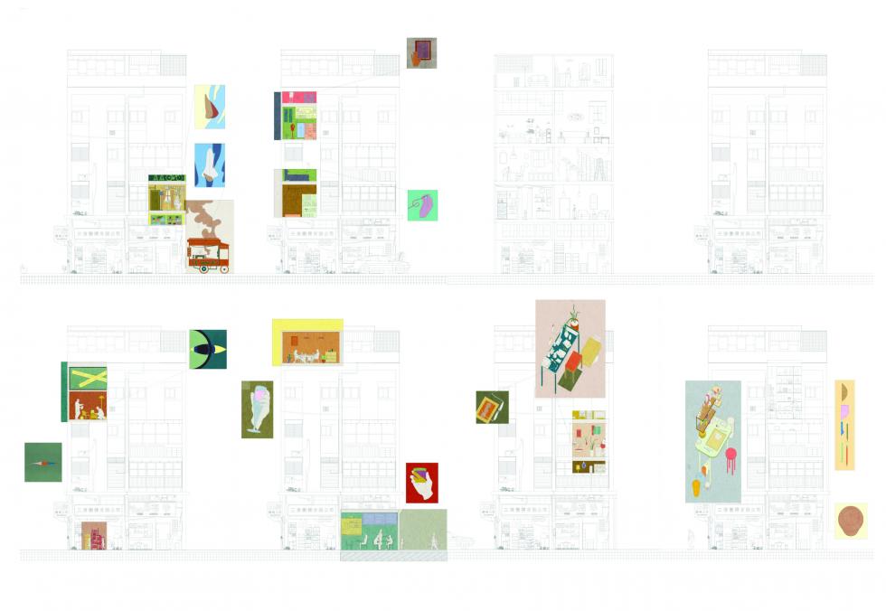 Sections with colorful collage images of objects.