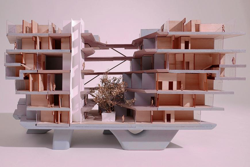 An architectural model of a building. 