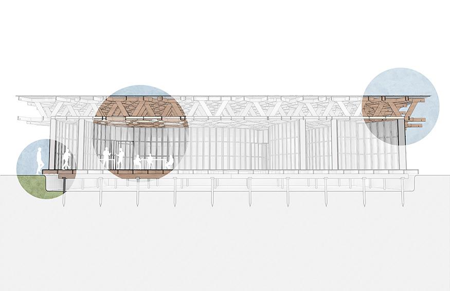 Digital rendering of an architectural structures cross section. 