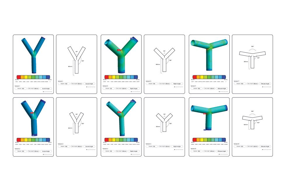 Grid shocasing different variation of the same structure and its different renpenses to pressure.