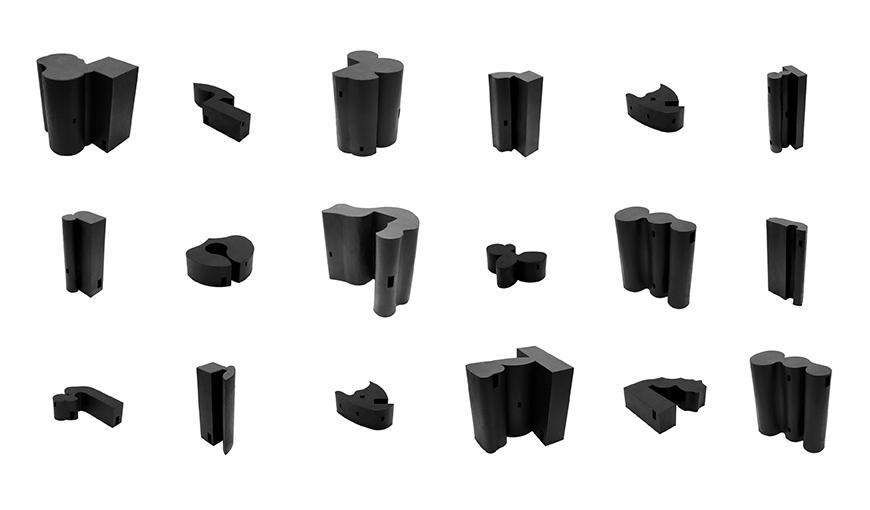 Study models of traced images into black extrusions.
