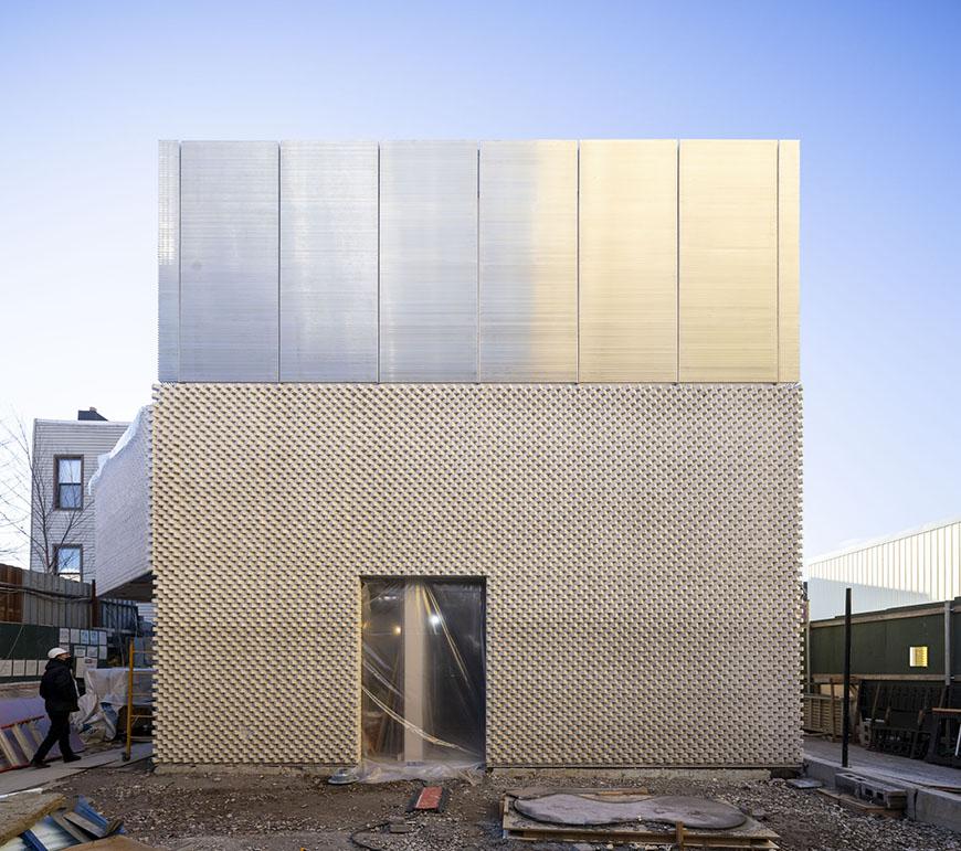 Square facade of a modern building. 