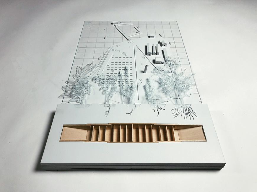 Architectural drawing and model. 